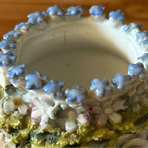 Early German Elfinware Applied Floral Toothpick Holder c 1920 - Antique Original - Picture 7 of 8